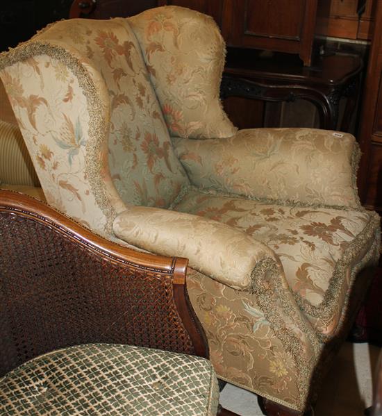 Mahogany-framed wingchair